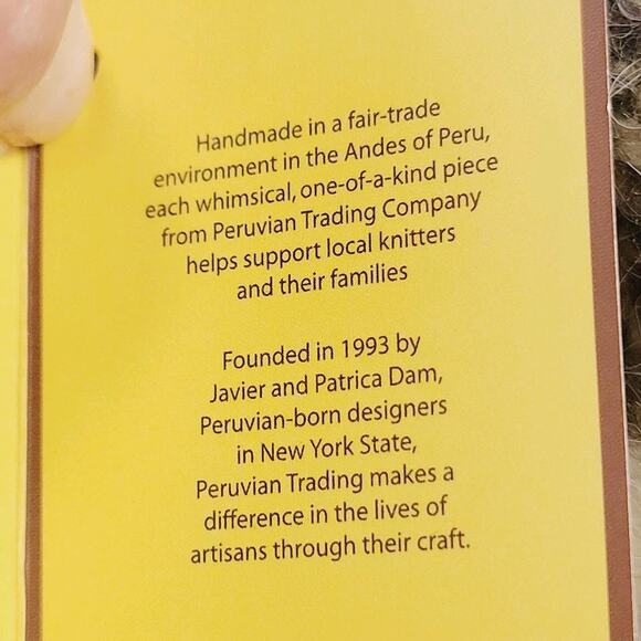 Peruvian Trading Company Hat Knit Owl Ear Flap Pom Pom Handmade Peru Cozy New - Picture 5 of 12